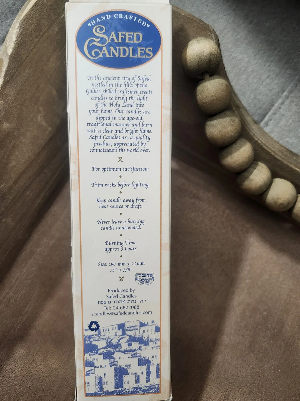 Hand Crafted Taper Candles From The Hills Of Galilee Israel - Set of 2